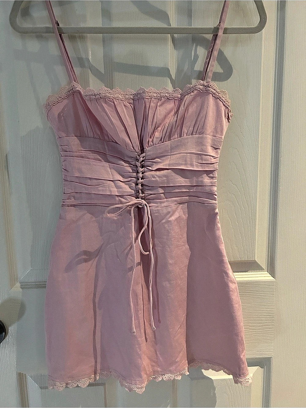 White Fox Pink Milkmaid Mini Dress Size Medium Like New